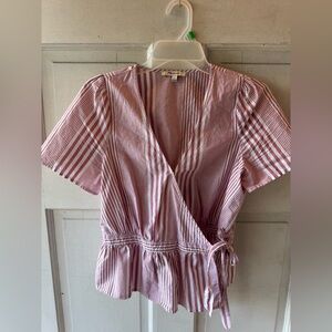 Madewell Red and White Striped Blouse